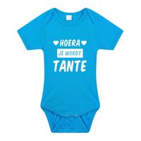 Hoera je wordt tante cadeau baby rompertje blauw voor jongens - thumbnail