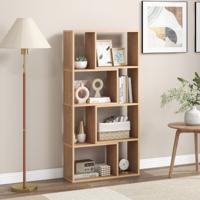 Boekenkast met 4 Niveaus Staande Kast met 8 Vakken Kubusrek Rek 60 x 20 x 120 cm Natuur / Wit
