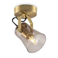 Industriële Plafondspots - Messing - Met E14 Fitting - Metaal en Glas Spotlights - 9 x 10 x 18.5cm - Voor woonkamer en slaapkamer - Lichtbron niet inbegrepen