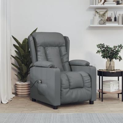 Fauteuil verstelbaar elektrisch kunstleer grijs