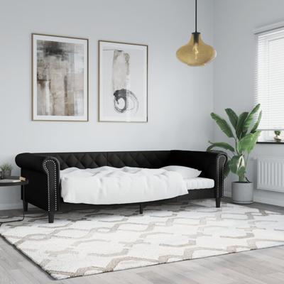 Slaapbank 90x190 cm kunstleer zwart