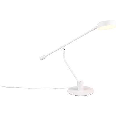 LED Tafellamp - Trion Duron - 6W - Aanpasbare Kleur - Dimbaar - Rond - Mat Wit - Metaal