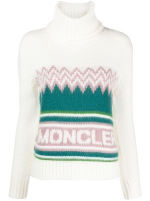 Moncler pull en intarsia à col roulé - Blanc