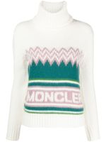 Moncler pull en intarsia à col roulé - Blanc