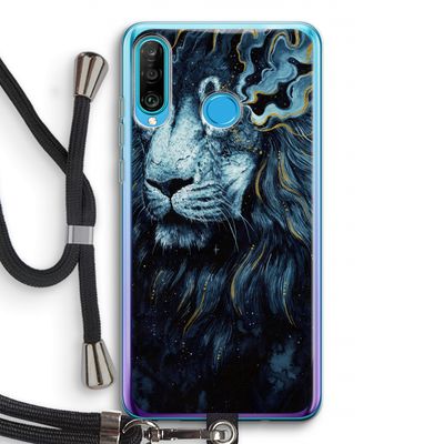 Darkness Lion: Huawei P30 Lite Transparant Hoesje met koord