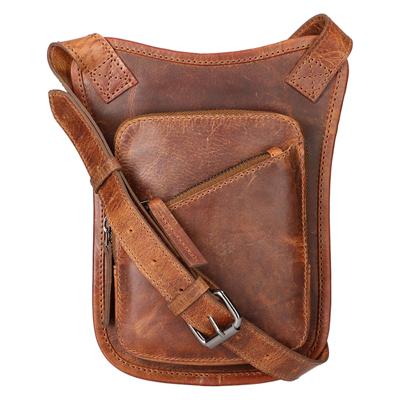 Leather Design Crossbody Schoudertas Hunter Bruin