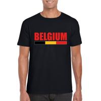 Belgie / Belgium supporter t-shirt - voor heren - zwart - vlag print - katoen