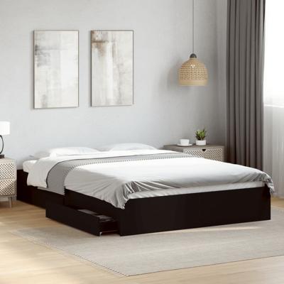 Bedframe met lades bewerkt hout zwart 150x200 cm