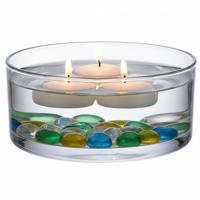 Lage schaal/vaas rond - 2x - transparant - glas - 19 x 8 cm - Glazen vazen - woonaccessoires