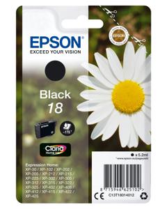 Epson inktcartridge 18, 175 pagina's, OEM C13T18014012, zwart