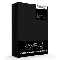 Zavelo Katoen - Hoeslaken Katoen Satijn Zwart - Zijdezacht - Extra Hoog-Lits-jumeaux (180x200 cm) - thumbnail