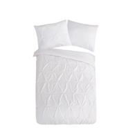 Pure Dekbedovertrek "luxe stiksel plooien" - Wit - (140x200/220 cm) - Microfiber