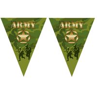 2x stuks leger camouflage army thema vlaggetjes slingers/vlaggenlijnen groen van 5 meter - thumbnail