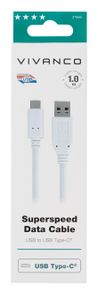 Vivanco USB-kabel USB 3.2 Gen1 (USB 3.0 / USB 3.1 Gen1) USB-A stekker, USB-C stekker 1.00 m Wit 37560