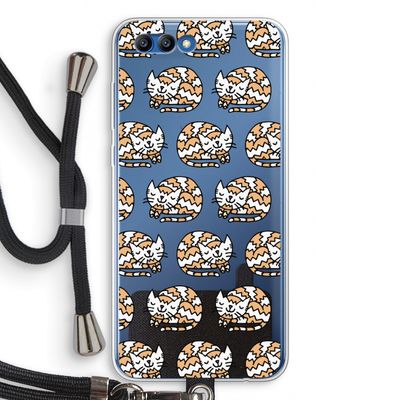 Slapende poes: Honor 10 Transparant Hoesje met koord