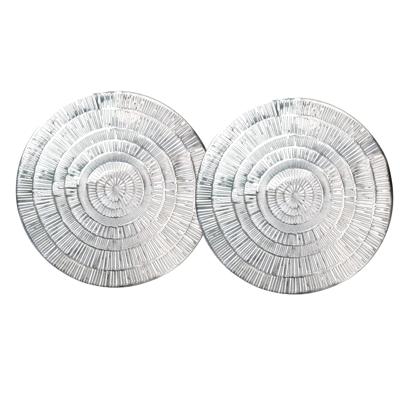 Krist+ Placemat - Set van 2x stuks - metallic zilver - rond - D38 cm - kunststof - Voor o.a. Kerstmi