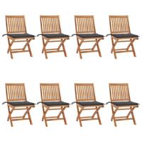 Tuinstoelen 8 st inklapbaar met kussens massief teakhout