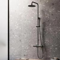 Regendouche set SaniClear Nero | Opbouw | 20 cm | Thermostaatkraan | 2-weg | Rond | Zwart mat