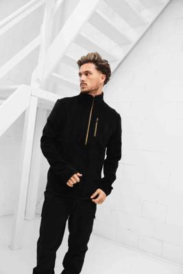 Cruyff Half Zip Fleece Sweater Heren Zwart - Maat S - Kleur: Zwart | Soccerfanshop