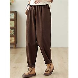 Dames Broeken Harembroek Volledige lengte Vintage Modieus Straat Dagelijks Donker-Grijs Zwart M L Herfst Winter Lightinthebox