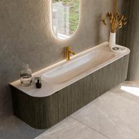 Badmeubel Mondiaz Kurve-Dlux | 170 cm | Meubelkleur Shadow | Wastafelkleur Meli | Solid surface | Wasbak midden spoelbak | 1 kraangat