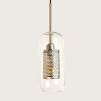 Hanglamp glas & goud E27 fitting &apos;Teuvo&apos;