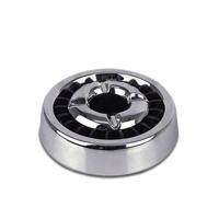 Asbak - chroom/zwart - 14 cm - metaal/kunststof - sigarettendover