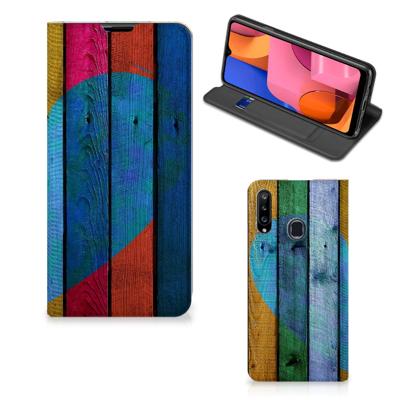 Samsung Galaxy A20s Book | Wallet Case | Wood Heart - Cadeau voor je Vriend