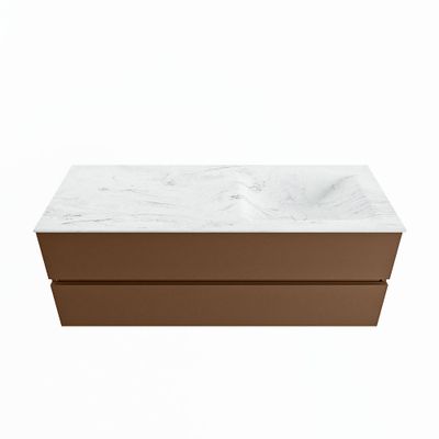 MONDIAZ VICA-DLUX 130cm badmeubel onderkast Rust 2 lades. Inbouw wastafel CLOUD rechts 1 kraangat, kleur Opalo.