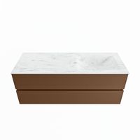 MONDIAZ VICA-DLUX 130cm badmeubel onderkast Rust 2 lades. Inbouw wastafel CLOUD rechts 1 kraangat, kleur Opalo.