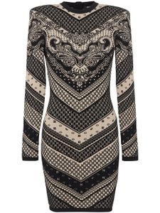 Balmain robe mi-longue en maille à motif monogrammé - Noir