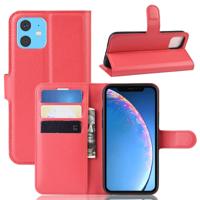 Litchi textuur horizontale Flip lederen case voor iPhone 11 met portemonnee & houder & kaartsleuven (rood)