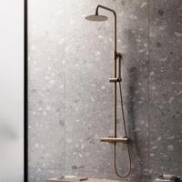 Regendouche set SaniClear Antique | Opbouw | 30 cm | Thermostaatkraan | 2-weg | Rond | Verouderd messing