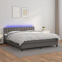 Boxspring met matras en LED kunstleer grijs 160x200 cm