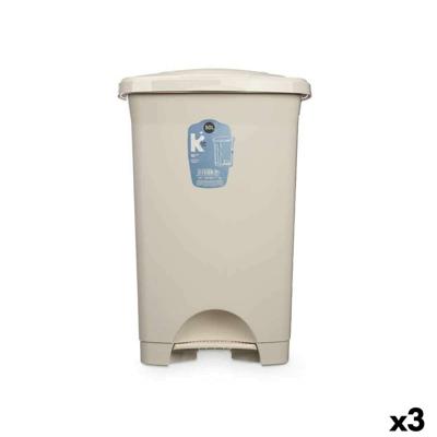 Pedaalemmer Beige Plastic 50 L (3 Stuks)