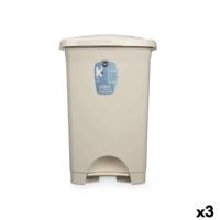 Pedaalemmer Beige Plastic 50 L (3 Stuks)
