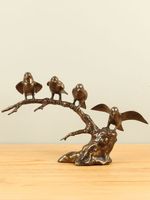 4 vogels op tak uit brons 4 vogels op tak uit brons