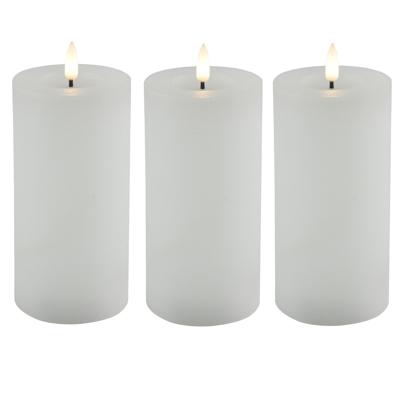 Countryfield LED kaars/stompkaars - 3x - wit - D7,5 x H15 cm - timer