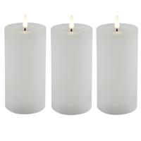 Countryfield LED kaars/stompkaars - 3x - wit - D7,5 x H15 cm - timer