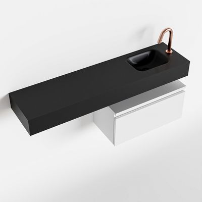 Toiletmeubel Mondiaz Andor | 120 cm | Meubelkleur Talc | Lex vrijhangend wastafel Urban Rechts | 1 kraangat