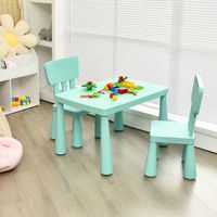 3-Delige Kinderzitgroep Kindertafelgroep Kindertafel met 2 Stoelen Kindermeubels van Kunststof Kindertafelset voor Kinderkamer (Groen)