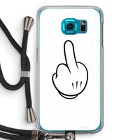 Middle finger white: Samsung Galaxy S6 Transparant Hoesje met koord