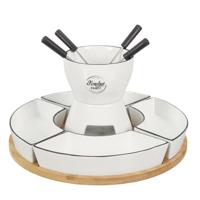 Chocolade of kaas fondue - met 4 vorken - wit - keramiek - voor 4 personen - met bakjes
