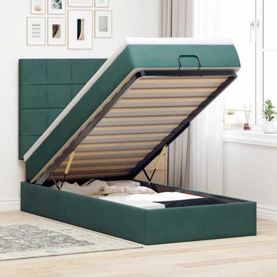 Ottoman bed met matrassen en LED's 90x200cm fluweel donkergroen