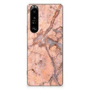 Sony Xperia 1 III TPU Siliconen Hoesje Marmer Oranje