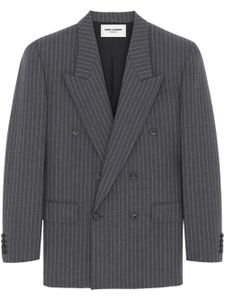 Saint Laurent blazer rayé à boutonnière croisée - Gris