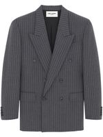 Saint Laurent blazer rayé à boutonnière croisée - Gris