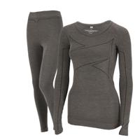 Xtreme Thermoset Dames Merino Wol - Thermoshirt + Thermolegging - Grey Melange-XL