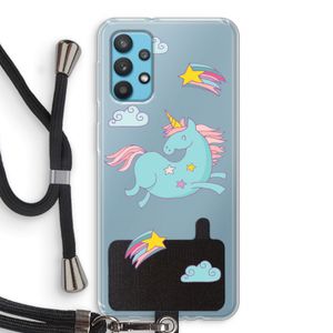 Vliegende eenhoorn: Samsung Galaxy A32 4G Transparant Hoesje met koord