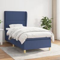 Boxspring met matras stof blauw 90x190 cm